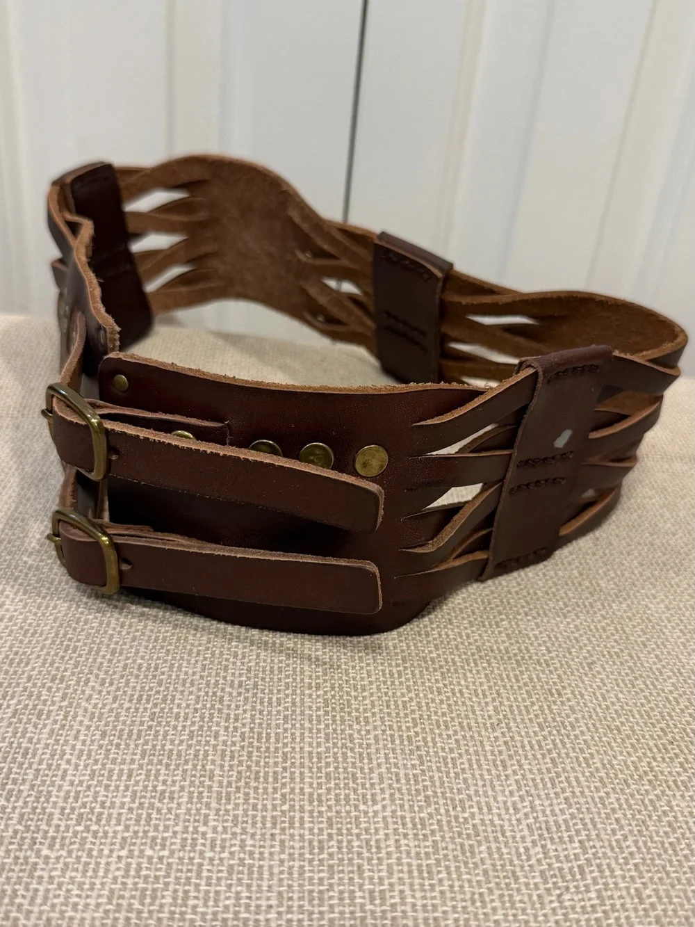 Lucky Penny Anthropologie Brown Leather Belt Braided Women’s Size S